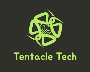 Green Circuit Tentacles logo design