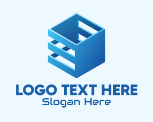 Networking - 3D Blue Tech Box logo design