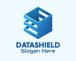 3D Blue Tech Box Logo