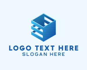 Logistics - 3D Blue Tech Box logo design