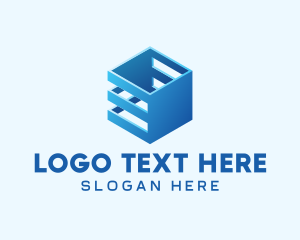 3d - 3D Blue Tech Box logo design
