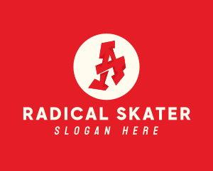 Skater - Graffiti Skater Letter A logo design