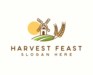 Flour Grain Windmill logo design