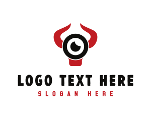 Bull Fighting - Bull Horns Lens logo design