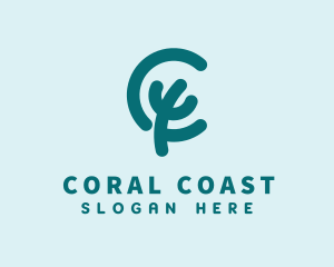 Coral Cactus Letter C  logo design
