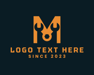 Letter M - Wrench Cog Car Mechanic logo design