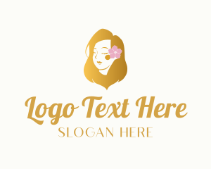 Woman - Beautiful Golden Hair logo design