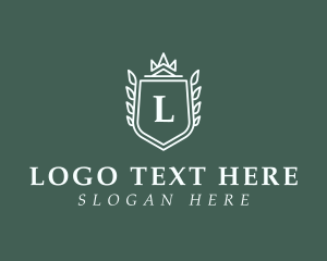 Floral - Leaf Shield Crown logo design