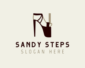 Sandals - Stilettos Shoe Letter N logo design