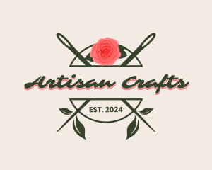 Crafts - Floral Rose Needle logo design