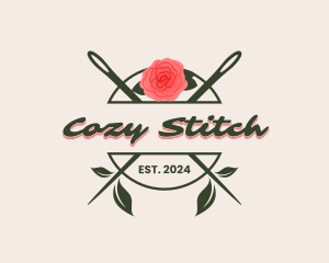 Floral Rose Needle logo design