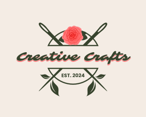 Crafts - Floral Rose Needle logo design