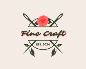 Floral Rose Needle logo design