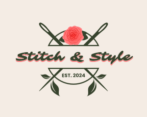 Floral Rose Needle logo design