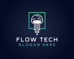 Jellyfish Tech Circuit logo design