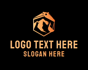 Worker - Hexagon Mountain Excavator logo design