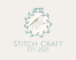 Swan Needle  Embroidery  logo design