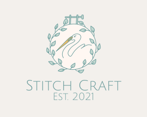 Embroidery - Swan Needle  Embroidery logo design