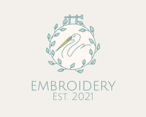 Swan Needle  Embroidery  logo design