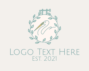Embroidery - Swan Needle  Embroidery logo design