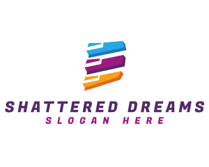 Shattered - Polygon Shape Letter E logo design