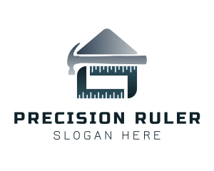 Ruler - Hammer Ruler Construction logo design