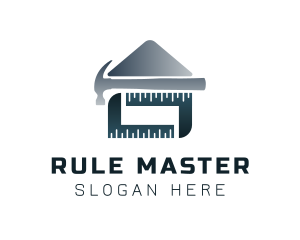 Ruler - Hammer Ruler Construction logo design