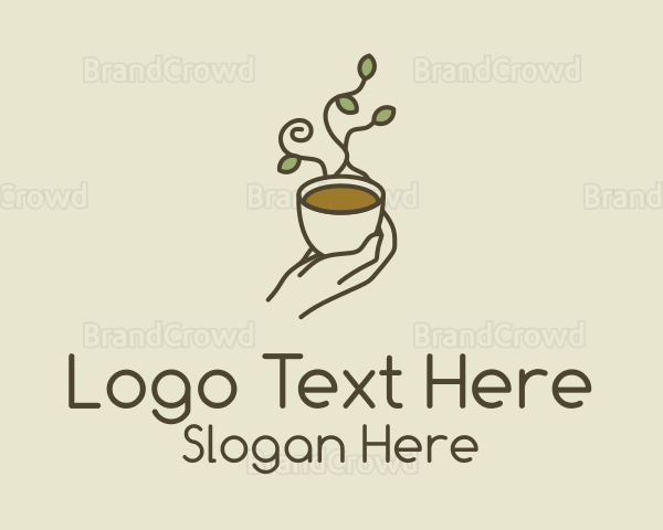 Monoline Teacup Hand Logo