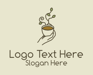 Matcha - Monoline Teacup Hand logo design