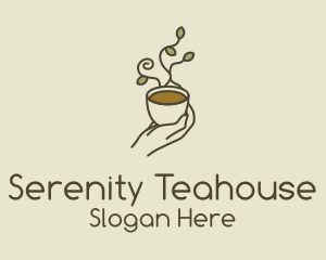 Monoline Teacup Hand logo design