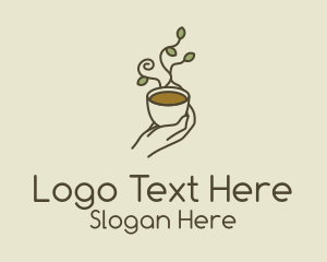 Coffee Shop - Monoline Teacup Hand logo design