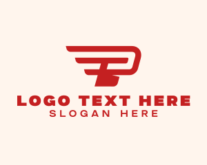 Transportation - Wings Delivery Letter P logo design