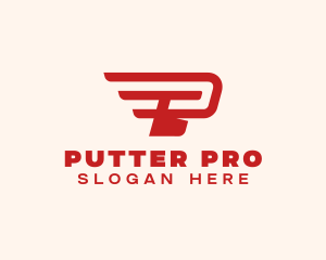 Wings Delivery Letter P logo design