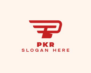 Wings Delivery Letter P logo design