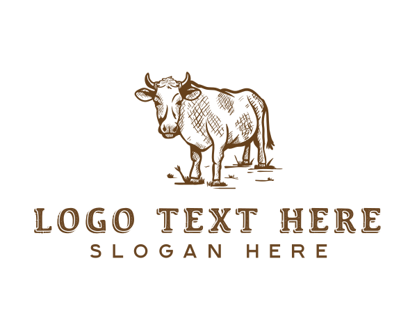 Bovine - Cattle Dairy Pasture logo design