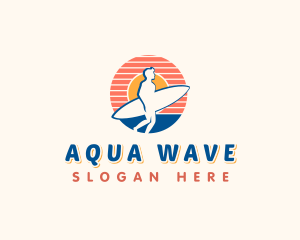 Surfing Beach Sunset logo design