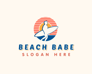 Surfing Beach Sunset logo design