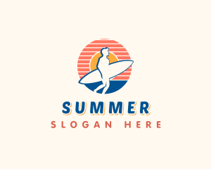 Surfing Beach Sunset logo design