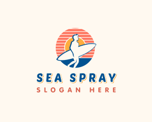 Surfing Beach Sunset logo design