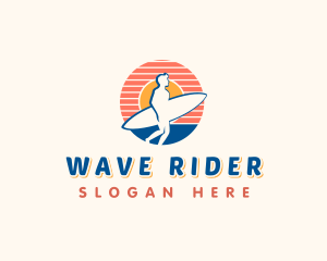 Surfing Beach Sunset logo design