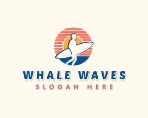 Surfing Beach Sunset logo design