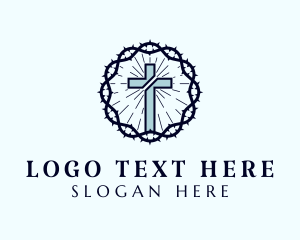 Biblical - Cross Thorns Religion logo design