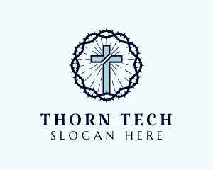 Cross Thorns Religion logo design