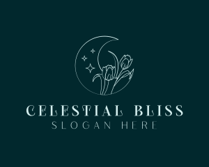 Tulip Flower Moon logo design