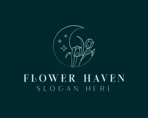 Tulip Flower Moon logo design