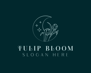Tulip - Tulip Flower Moon logo design