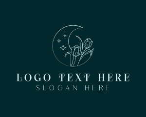 Florist - Tulip Flower Moon logo design