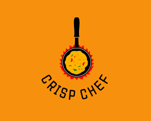 Cooking Pan Flame logo design