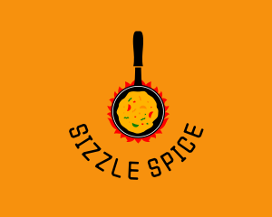 Saute - Cooking Pan Flame logo design