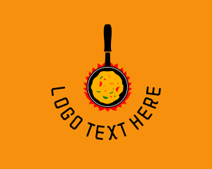 Saute - Cooking Pan Flame logo design